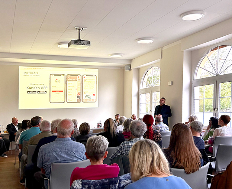 Präsentation des aktuellen Standes der 1893-Mieter-App während des Mieterdialogs 2026